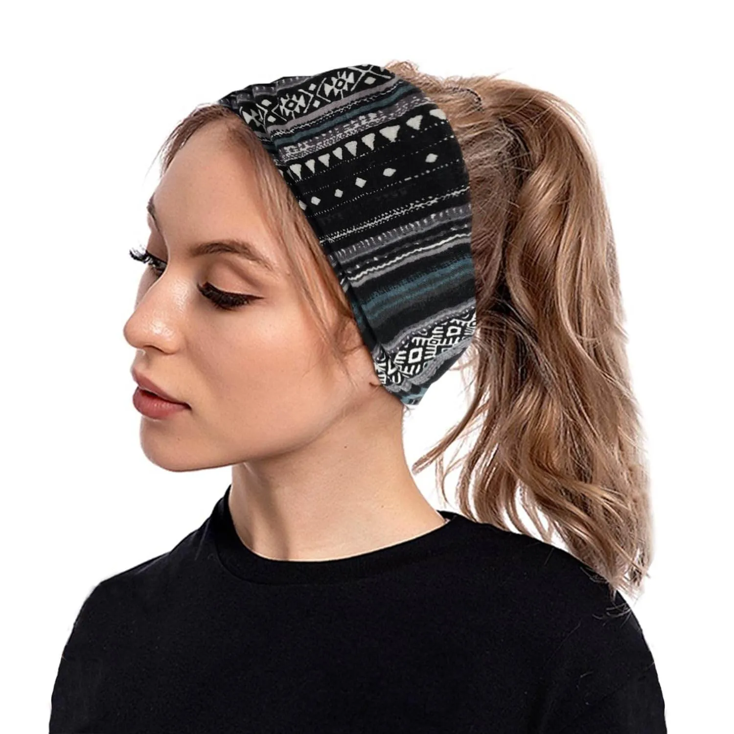 Boho Headbands For Women Fashion Stretch Wide Hair Bands Knoted Turban Head Bands Yoga Running Sweatband Elastic Headband Stylish Wrap Headbands Hair Accessories for Teen Girls 4 Pack