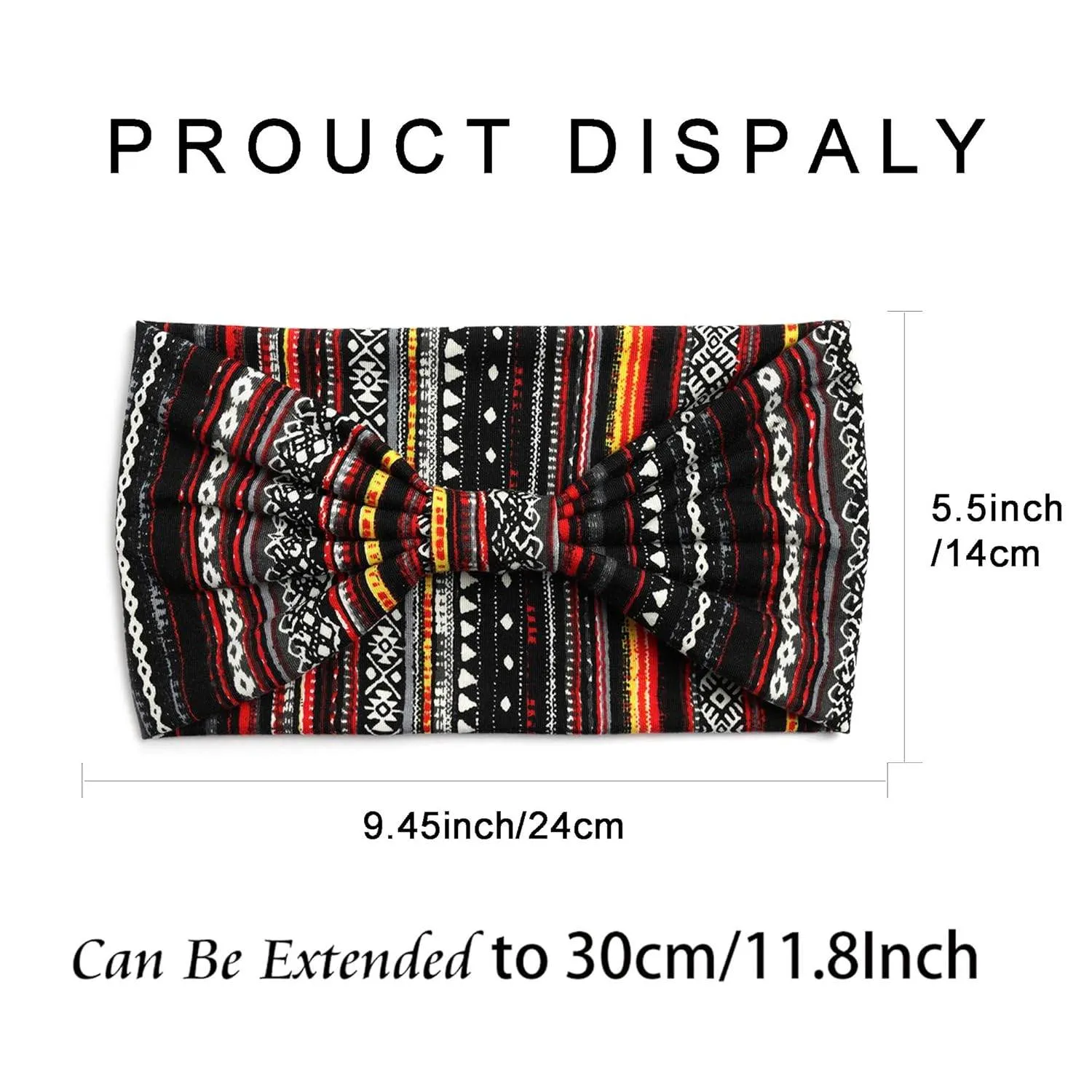 Boho Headbands For Women Fashion Stretch Wide Hair Bands Knoted Turban Head Bands Yoga Running Sweatband Elastic Headband Stylish Wrap Headbands Hair Accessories for Teen Girls 4 Pack