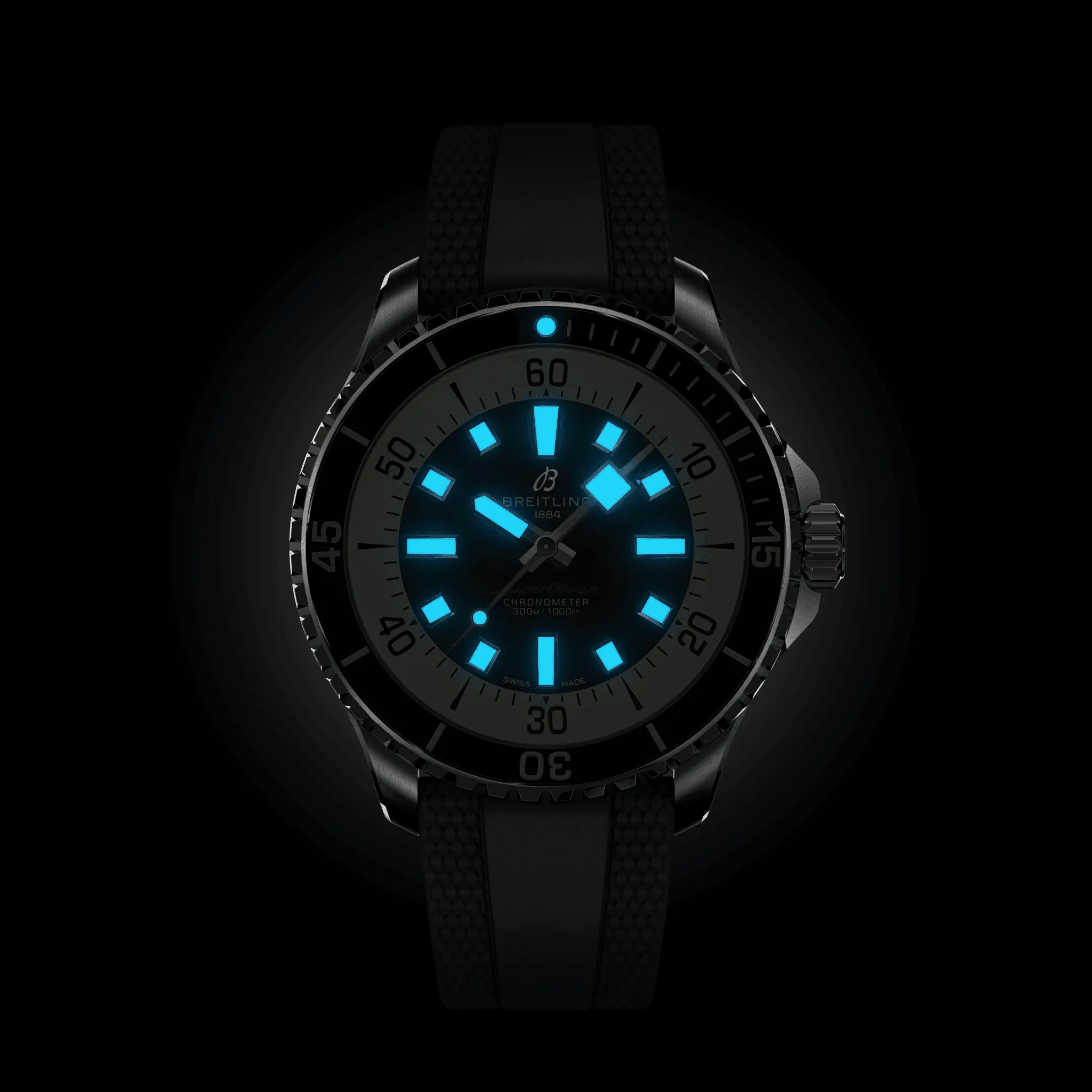 Breitling Superocean Black on Rubber Watch, 44mm