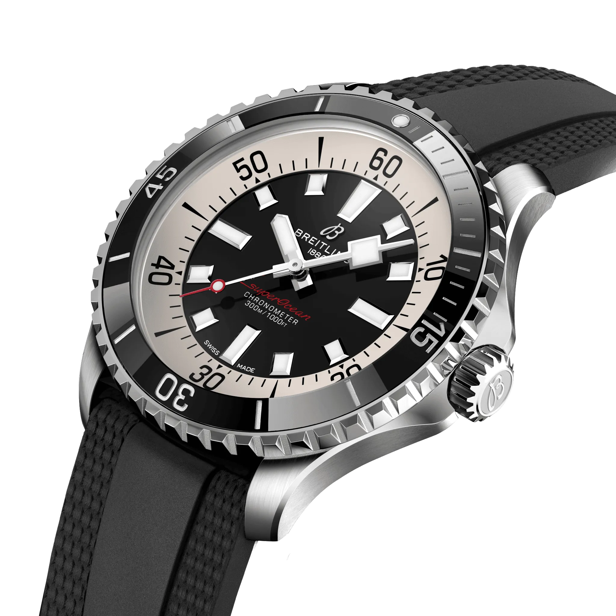 Breitling Superocean Black on Rubber Watch, 44mm