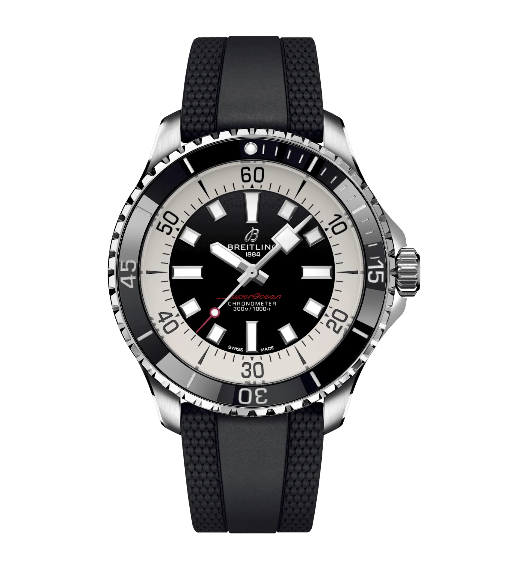 Breitling Superocean Black on Rubber Watch, 44mm