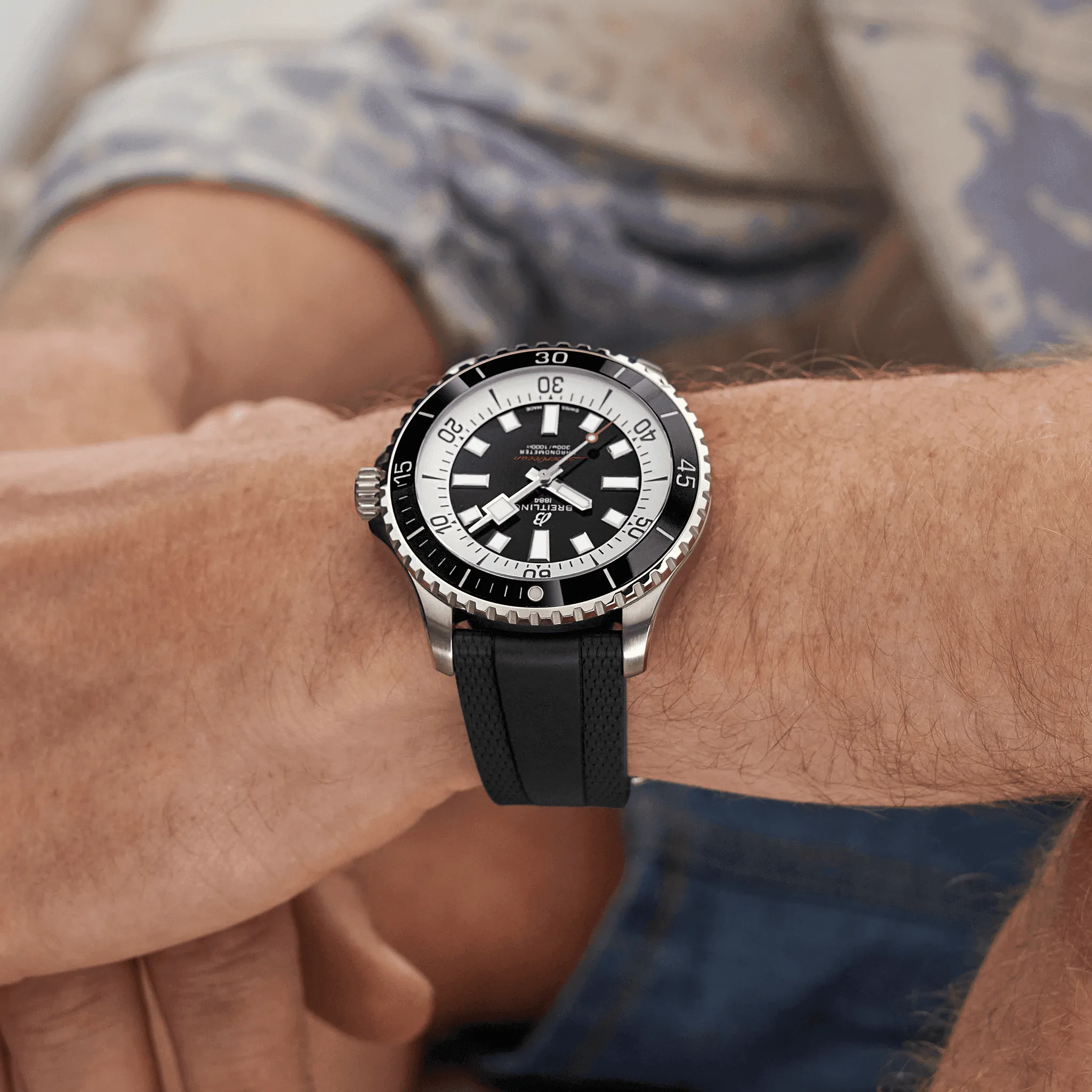 Breitling Superocean Black on Rubber Watch, 44mm