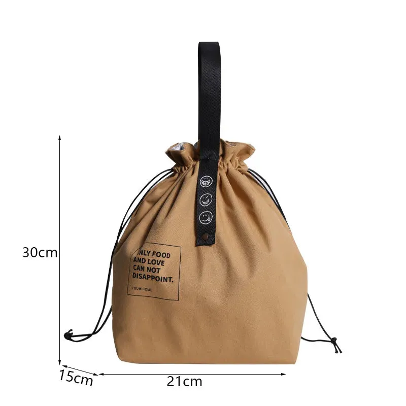 Canvas Lunch Bag - Stylish and Portable Bento Box Handbag for Outdoor Picnics and School Lunches