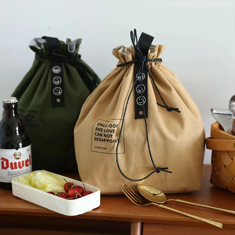 Canvas Lunch Bag - Stylish and Portable Bento Box Handbag for Outdoor Picnics and School Lunches
