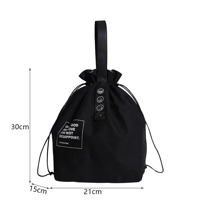 Canvas Lunch Bag - Stylish and Portable Bento Box Handbag for Outdoor Picnics and School Lunches