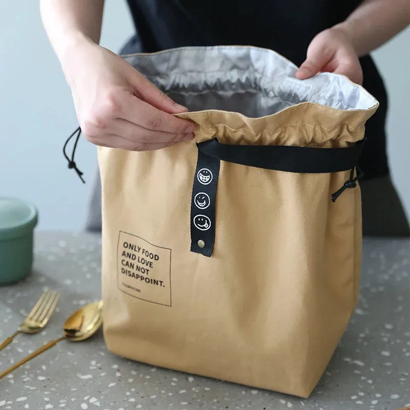 Canvas Lunch Bag - Stylish and Portable Bento Box Handbag for Outdoor Picnics and School Lunches