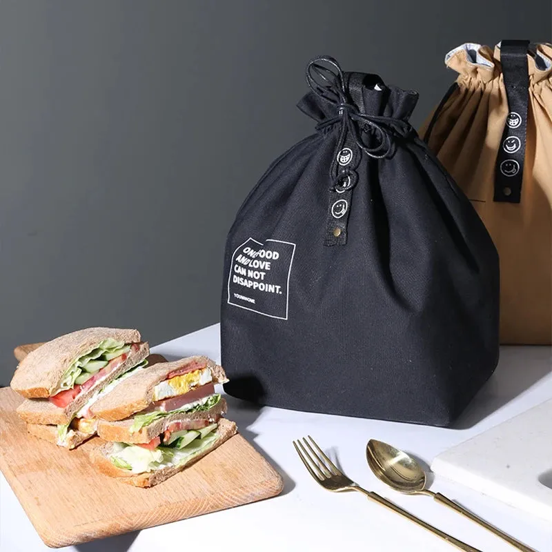 Canvas Lunch Bag - Stylish and Portable Bento Box Handbag for Outdoor Picnics and School Lunches