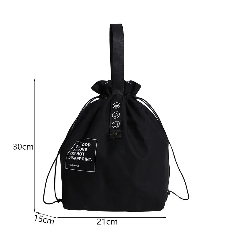 Canvas Lunch Bag - Stylish and Portable Bento Box Handbag for Outdoor Picnics and School Lunches