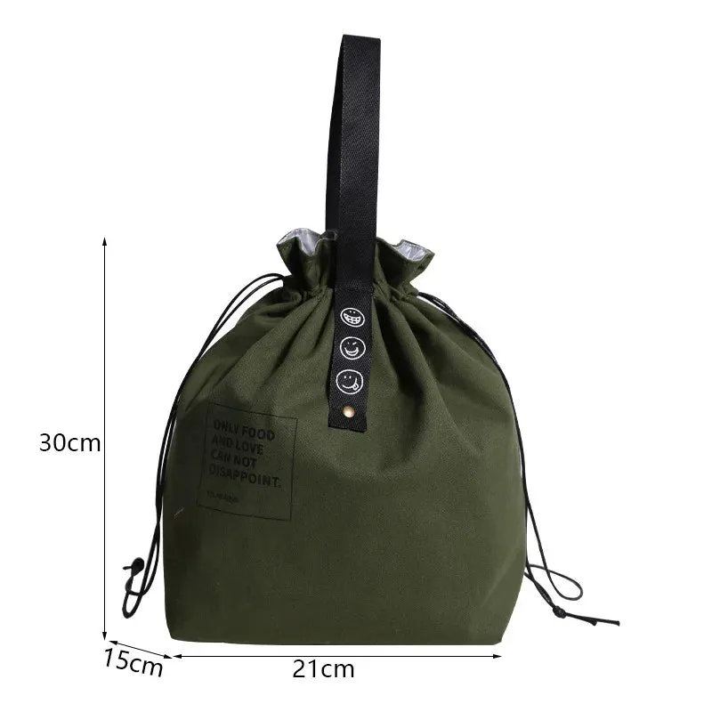 Canvas Lunch Bag - Stylish and Portable Bento Box Handbag for Outdoor Picnics and School Lunches