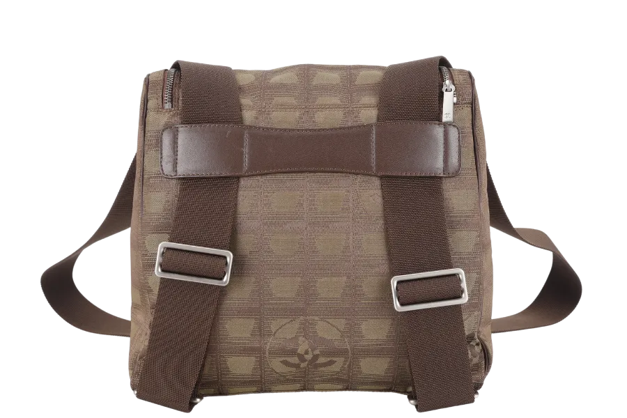 CHANEL SPORTS LINE BACKPACK (705xxxx) GREEN CANVAS SILVER HARDWARE WITH CARD AND DUST COVER