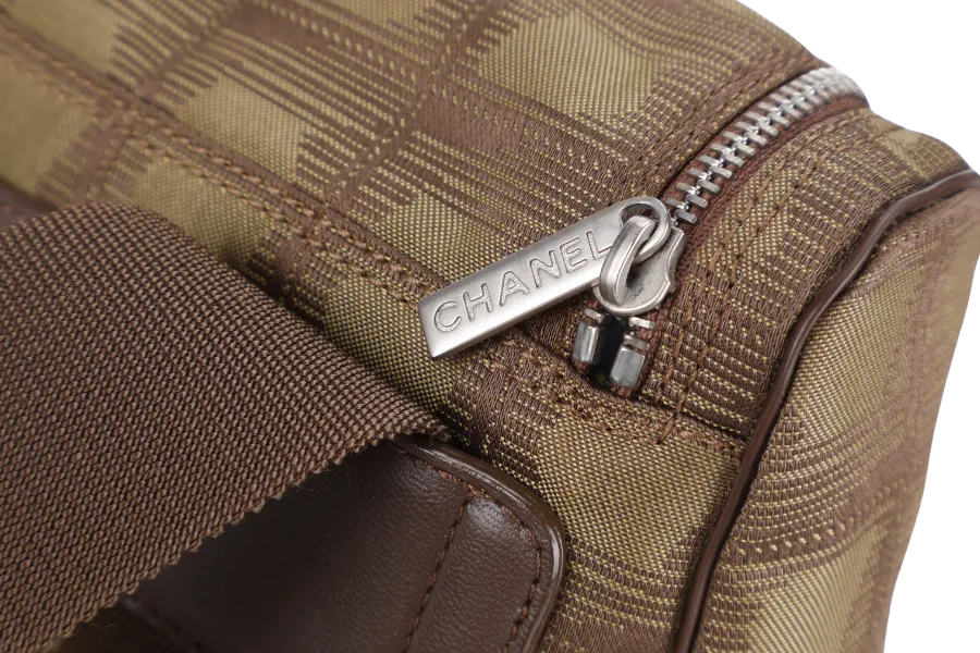 CHANEL SPORTS LINE BACKPACK (705xxxx) GREEN CANVAS SILVER HARDWARE WITH CARD AND DUST COVER
