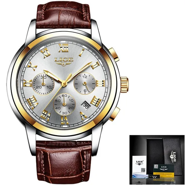 Classic Aviators Leather Band Watch