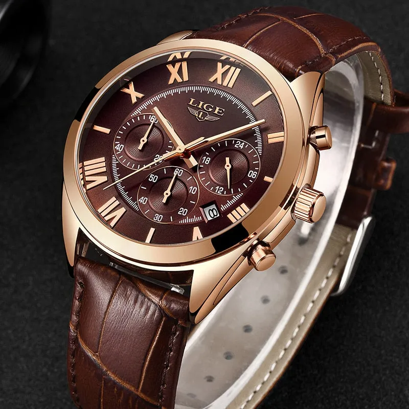 Classic Aviators Leather Band Watch