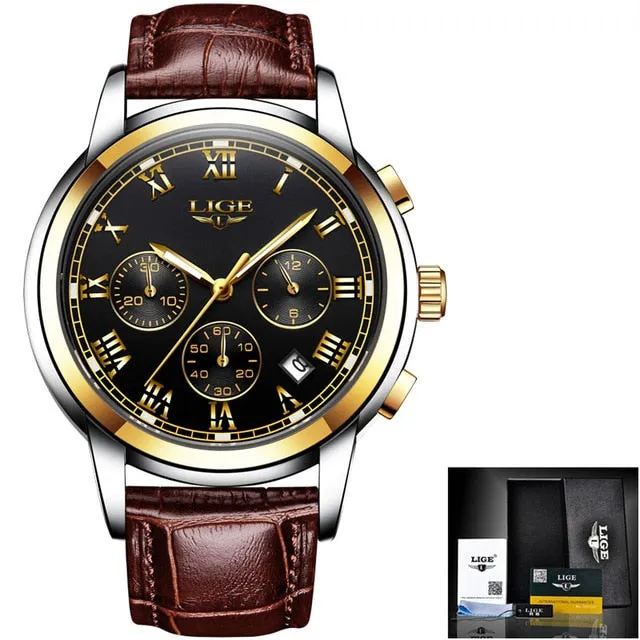 Classic Aviators Leather Band Watch