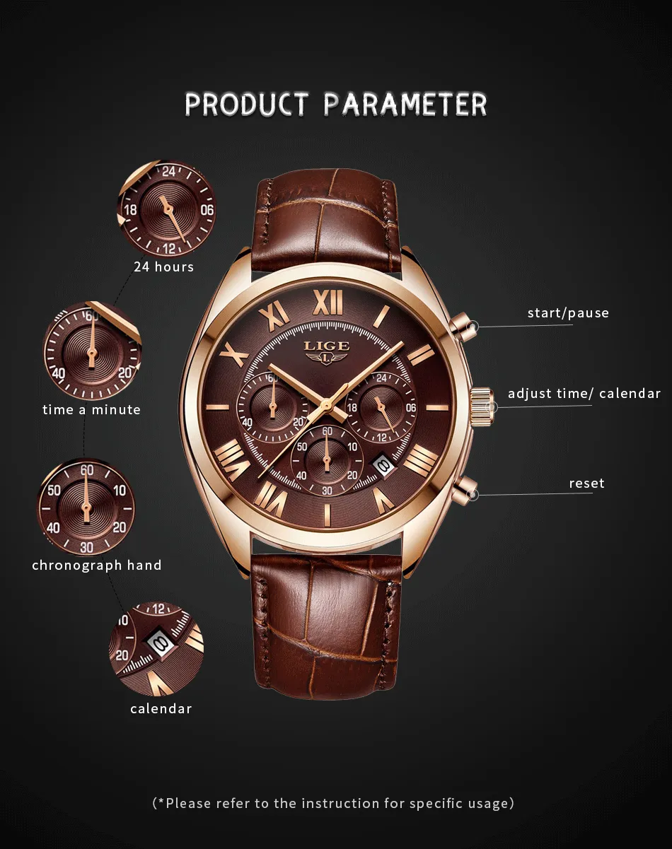 Classic Aviators Leather Band Watch