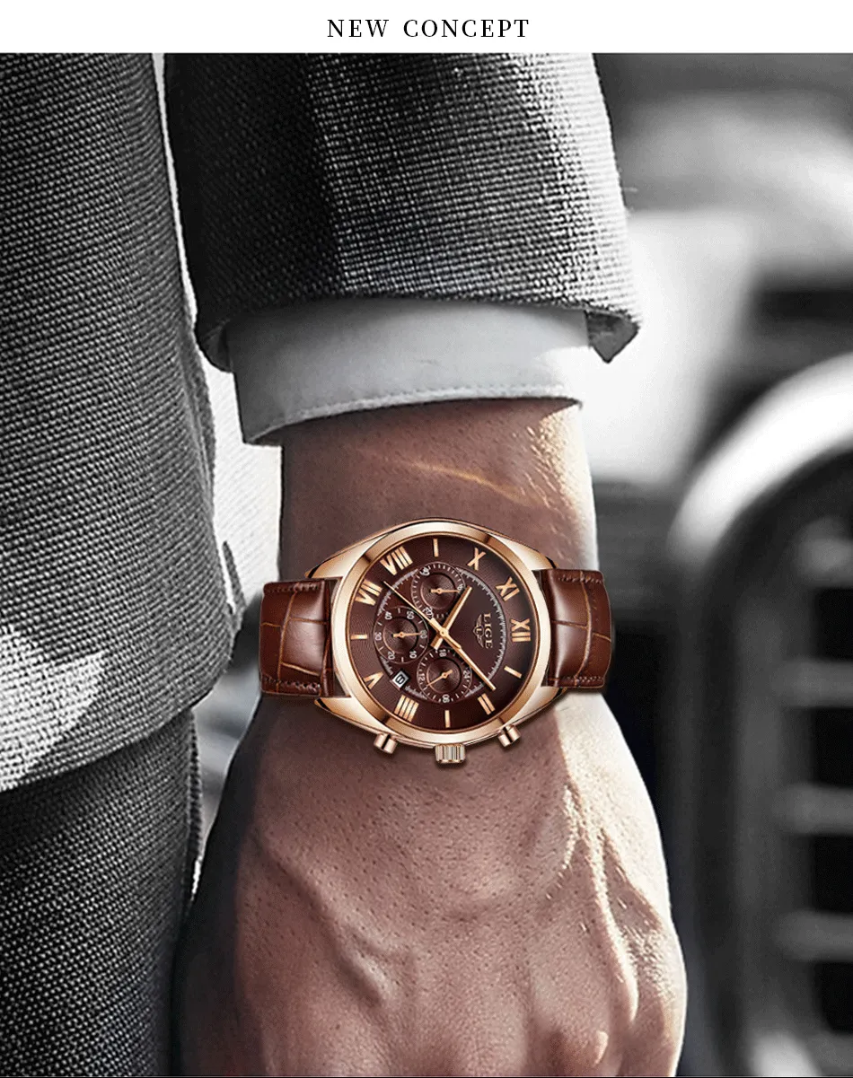 Classic Aviators Leather Band Watch