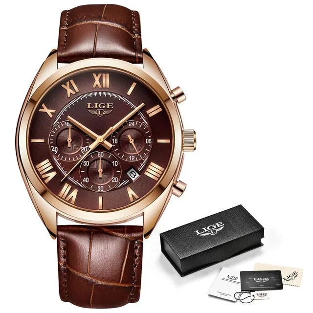 Classic Aviators Leather Band Watch