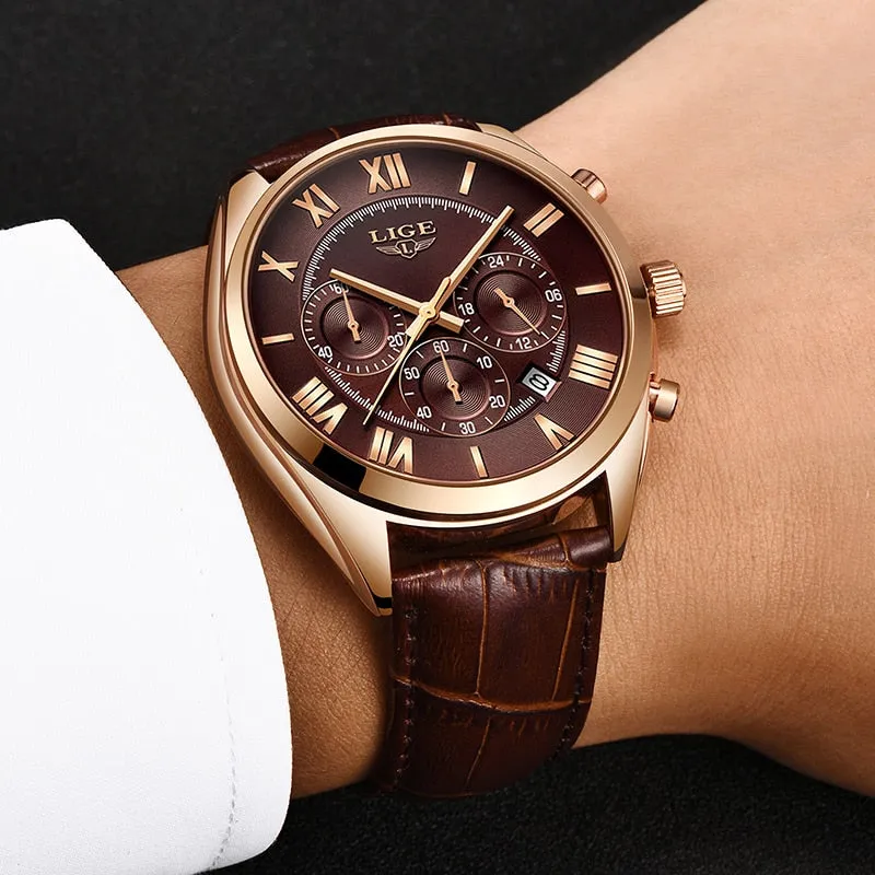 Classic Aviators Leather Band Watch
