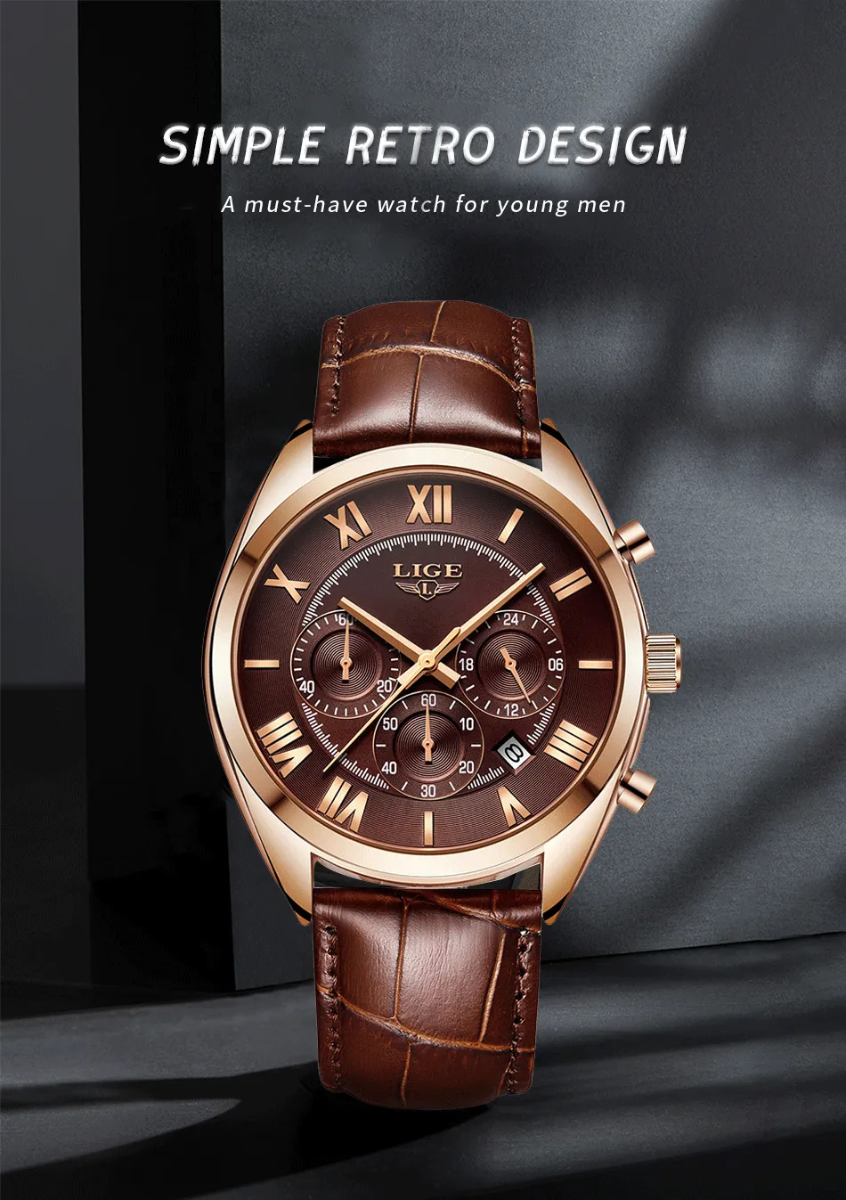 Classic Aviators Leather Band Watch
