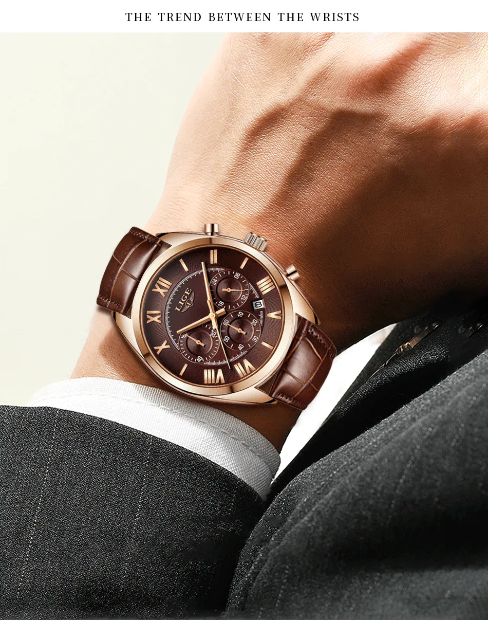 Classic Aviators Leather Band Watch