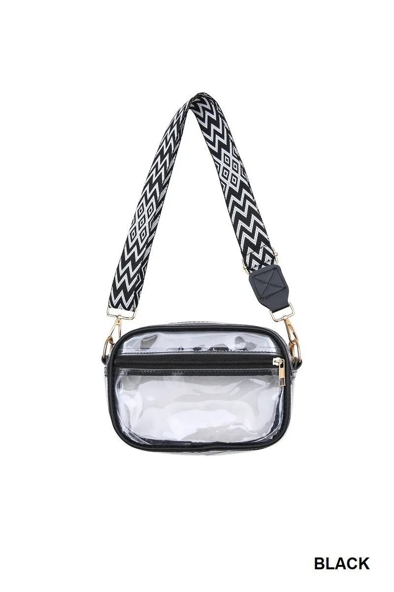 Clear Crossbody Bag with Guitar Strap