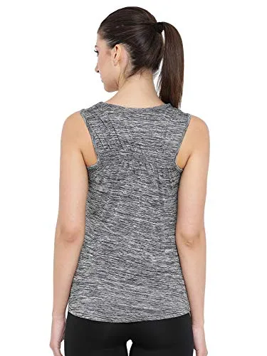 Clovia Women's Grey Gym/Sports Textured Activewear Top (AT0070P05_Grey_M)
