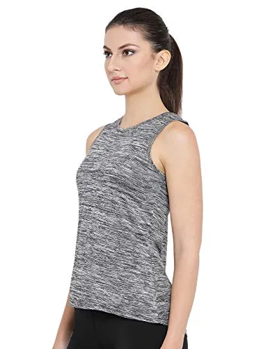 Clovia Women's Grey Gym/Sports Textured Activewear Top (AT0070P05_Grey_M)