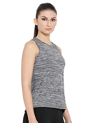 Clovia Women's Grey Gym/Sports Textured Activewear Top (AT0070P05_Grey_M)