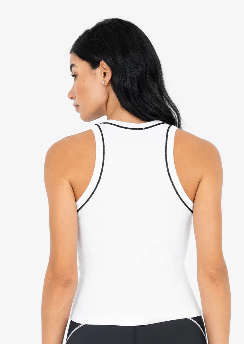 Contrast Rib Tank White