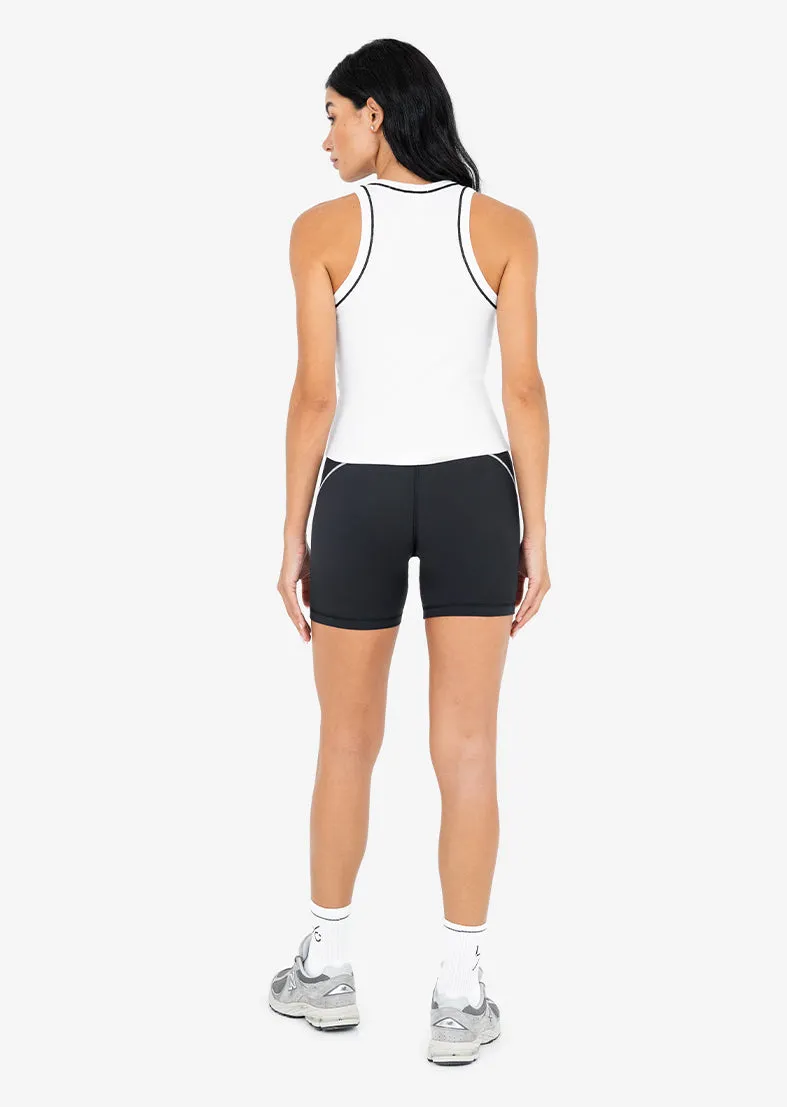 Contrast Rib Tank White