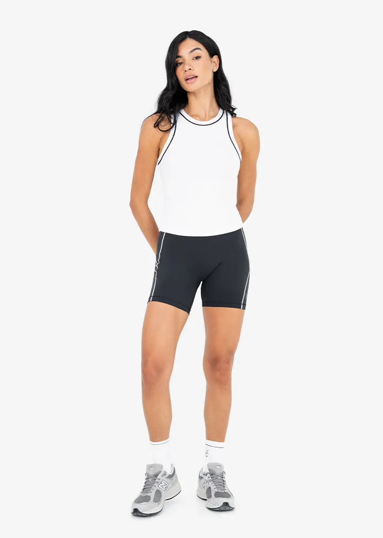 Contrast Rib Tank White