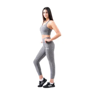 Cotton/Spandex Flex-Blend Sports Bra & Leggings - Grey