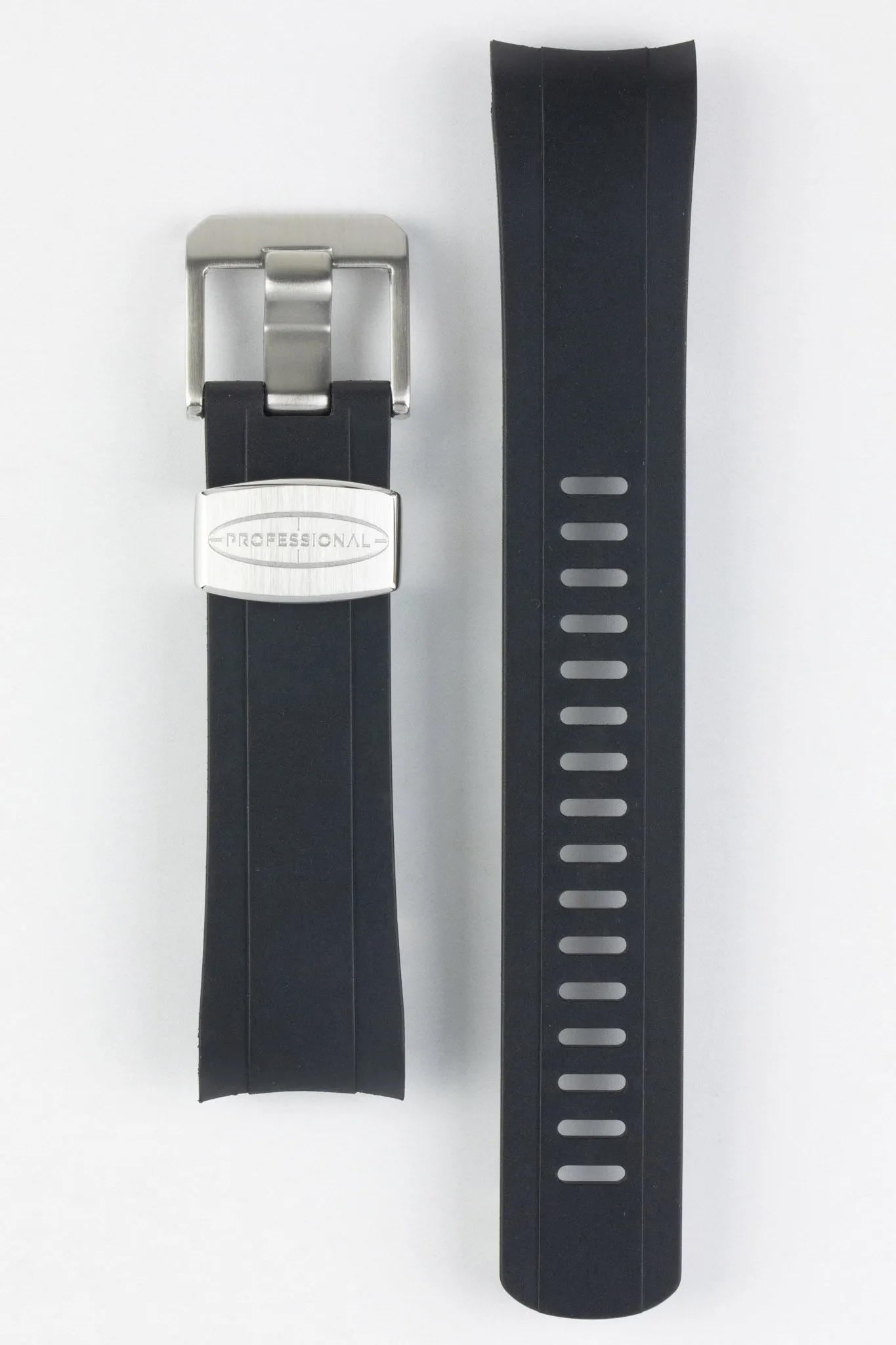 CRAFTER BLUE CB10 Rubber Watch Strap for Seiko 5 Sports Series – BLACK with Rubber & Steel Keepers