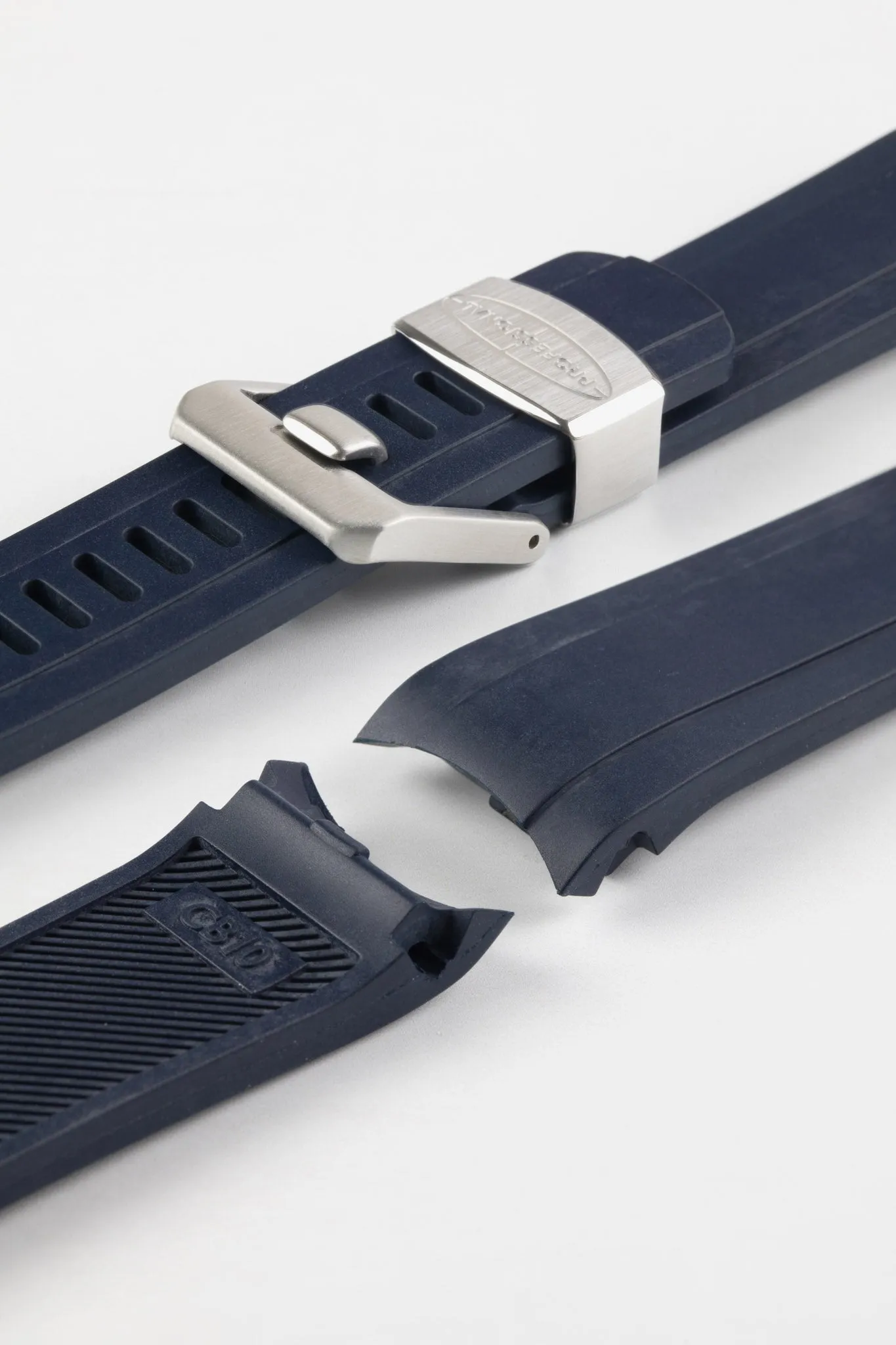 CRAFTER BLUE CB10 Rubber Watch Strap for Seiko 5 Sports Series – NAVY BLUE with Rubber & Steel Keepers