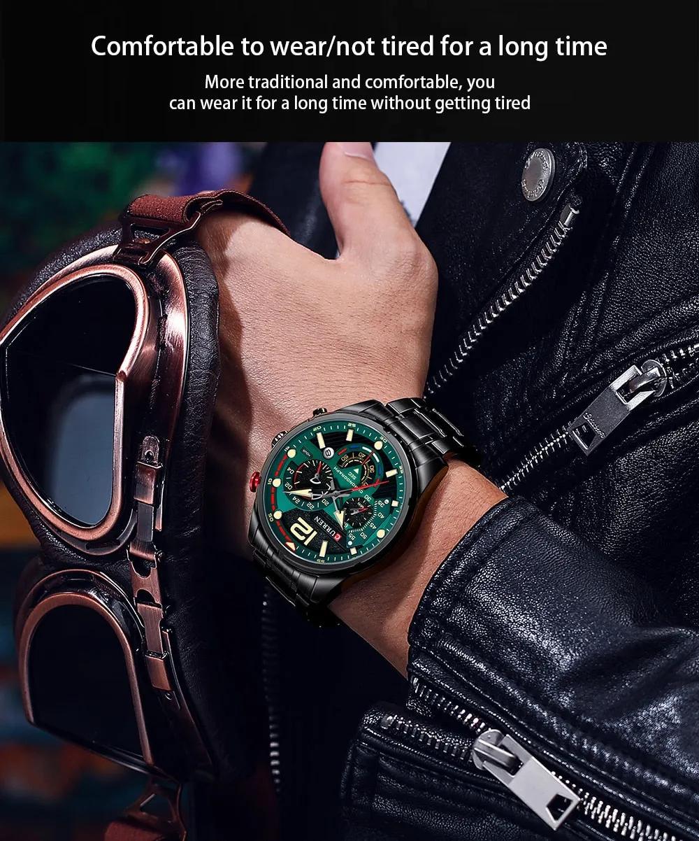 CURREN Men's Watch Fashion Sport Quartz Chronograph Waterproof Luxury Stainless Steel Wristwatches with Luminous Hands Relogio Masculino