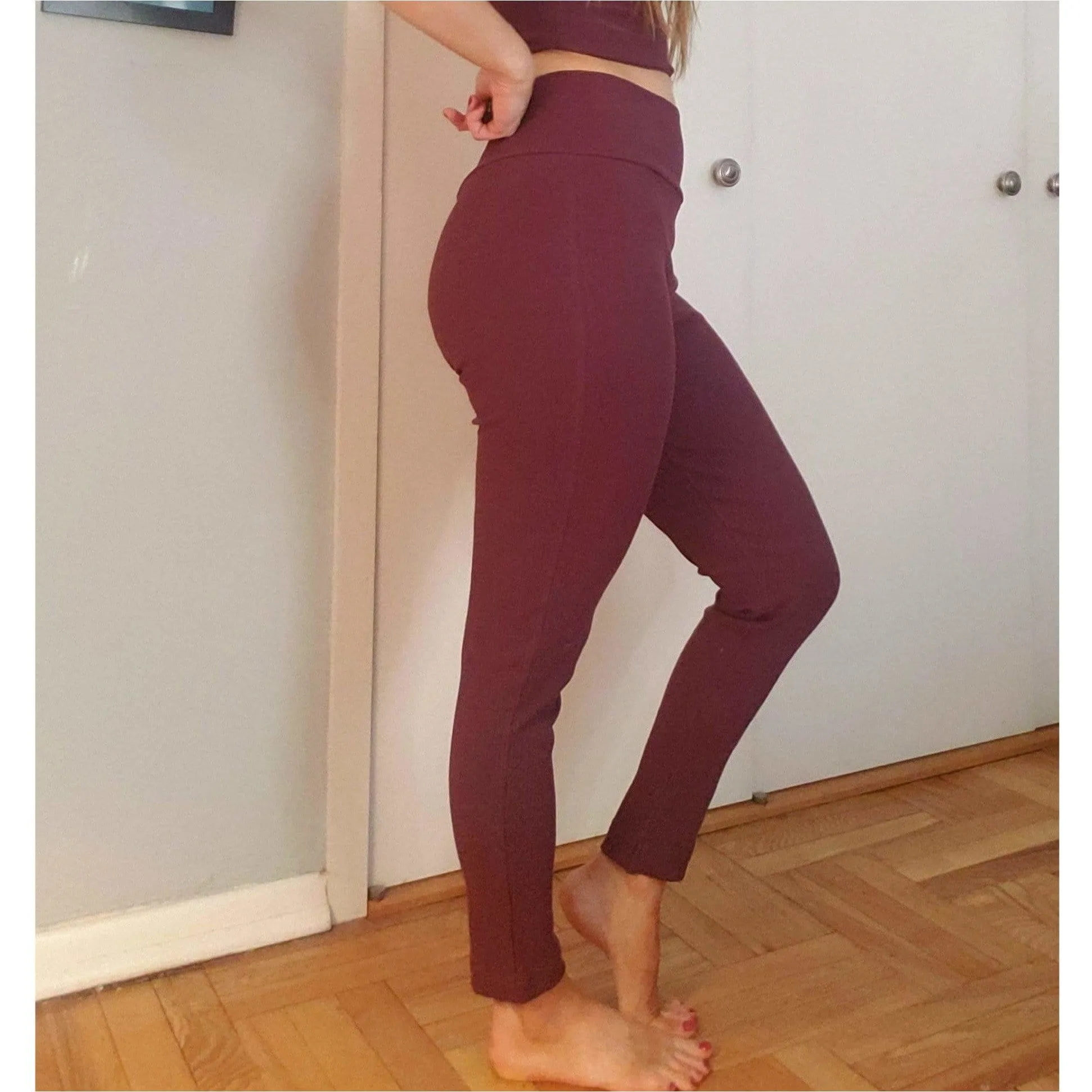 Deadstock Maroon Ribbed Leggings