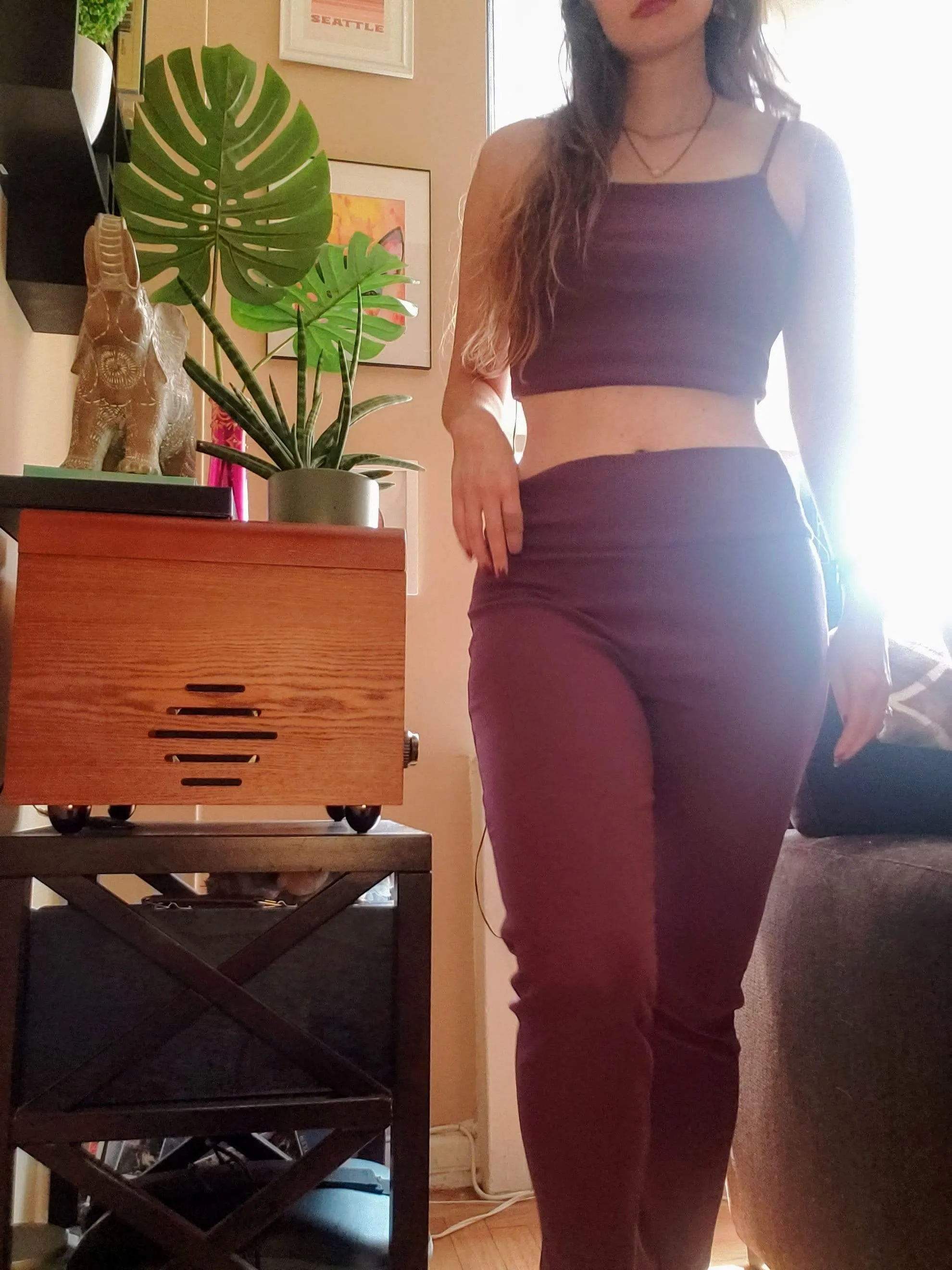 Deadstock Maroon Ribbed Leggings