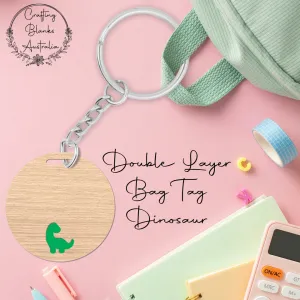Dinosaur • Double Layer • Blank Bag Tag • 65mm