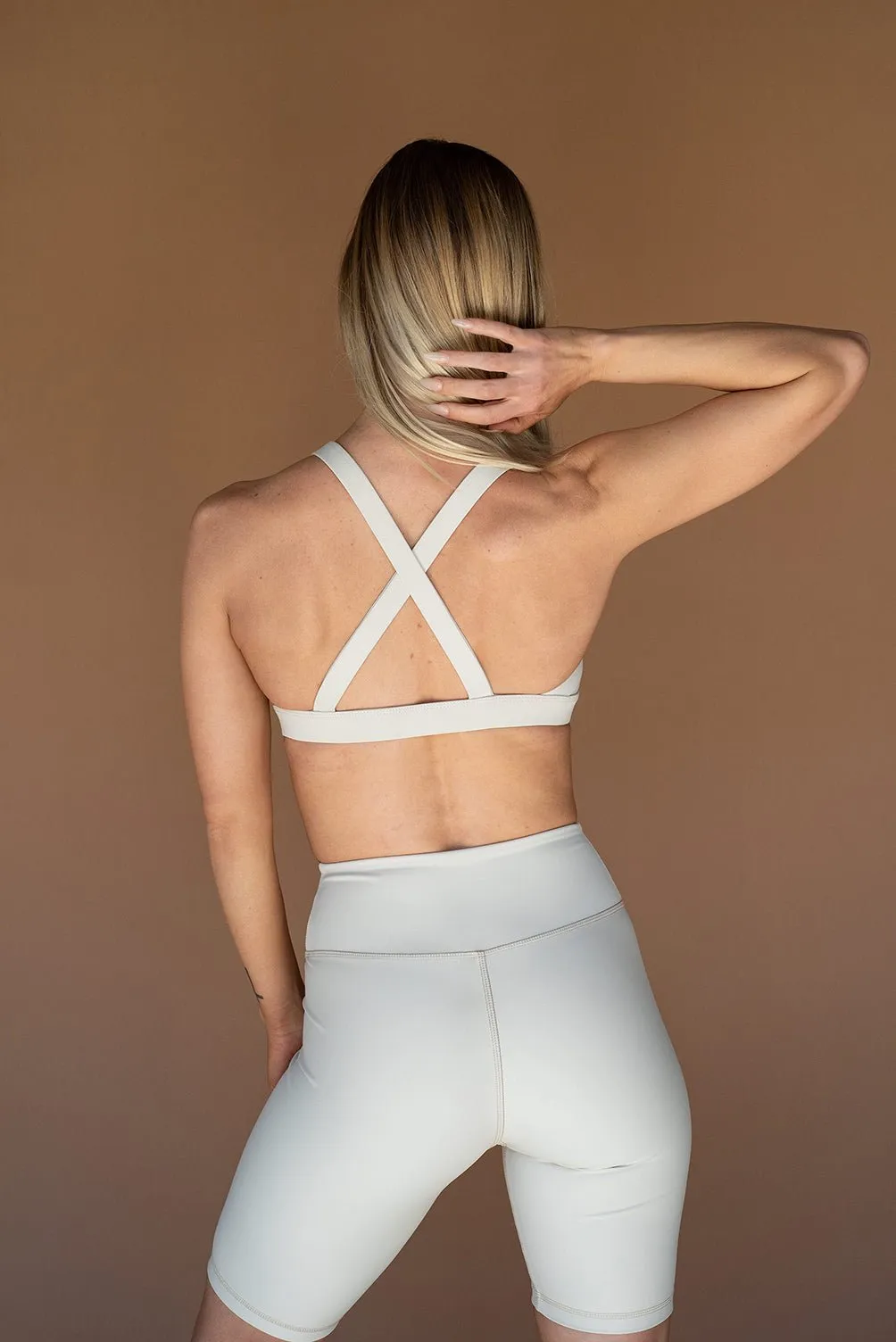 Eco Cross Back Sports Bra - Cream