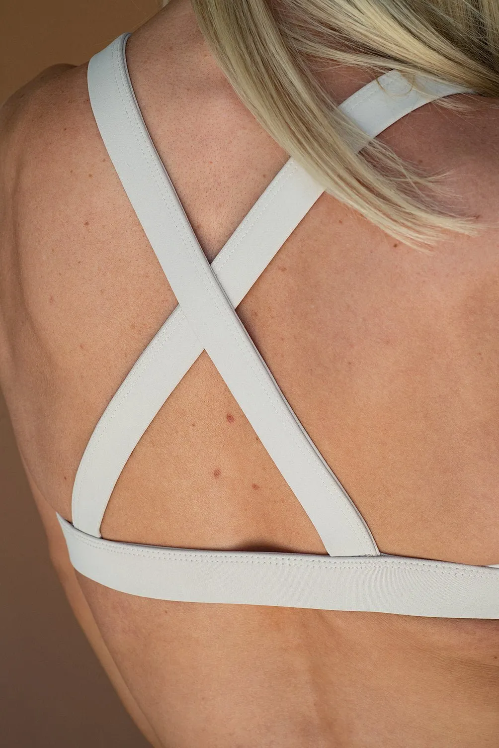 Eco Cross Back Sports Bra - Cream