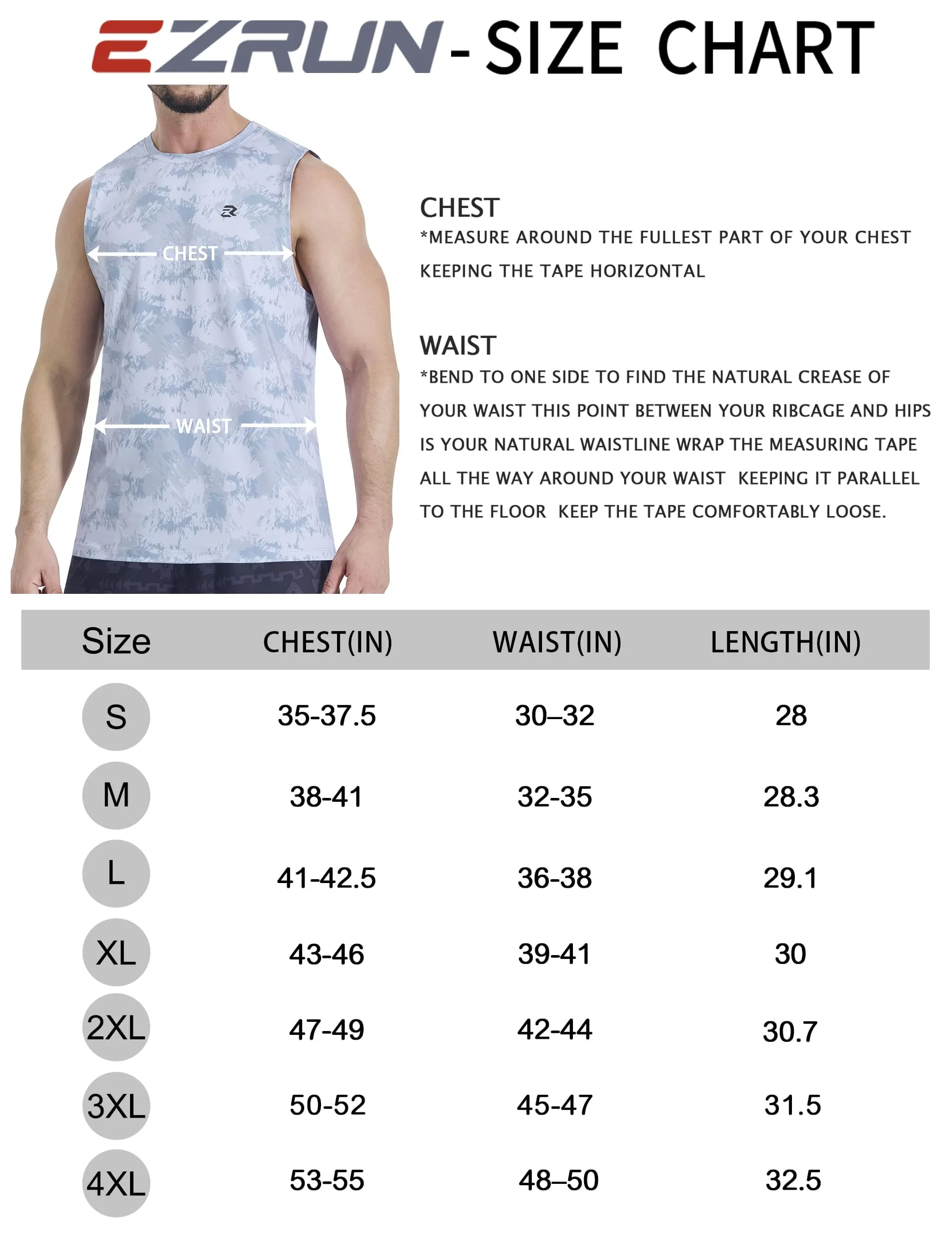 EZRUN Men's Tank Tops Quick Dry Workout Muscle Sleeveless Shirts Summer Gym Athletic Shirt for Swim Beach Running