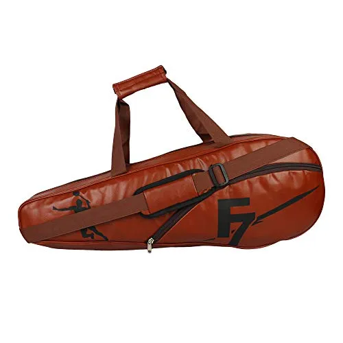 Faux Leather Fashin 7 Badminton Leatherette Kit Bags (Tan)