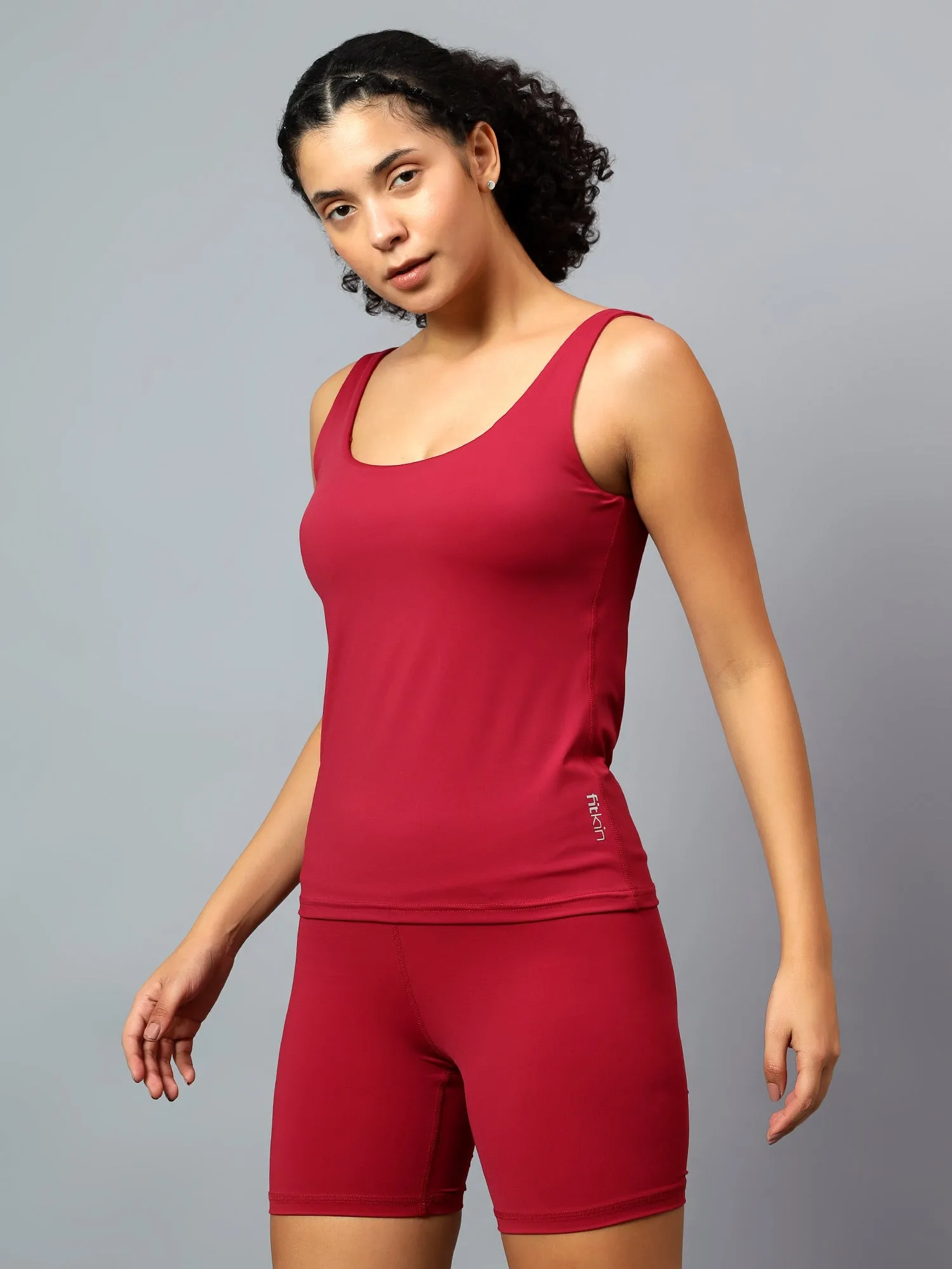 Fitkin Women Wine Support Bra Tank
