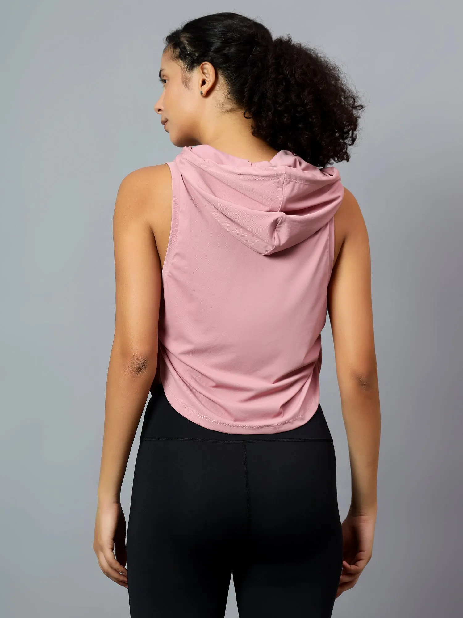 Fitkin Women's Pink Side Twist Hooded Top
