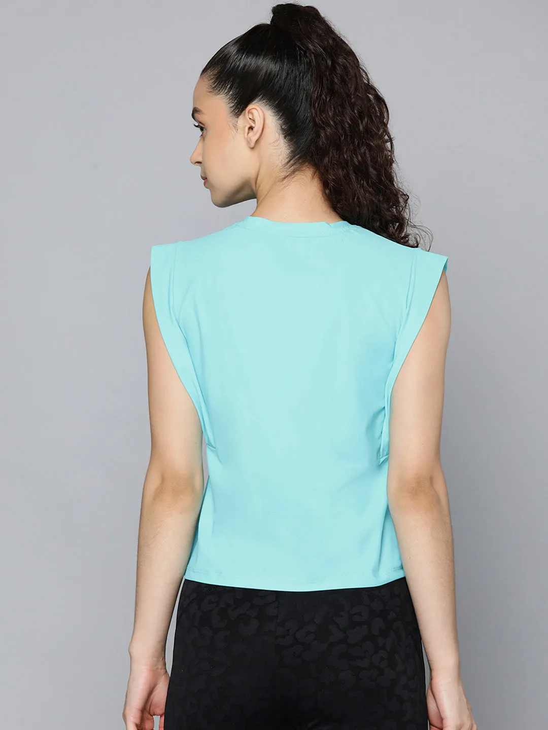 Fitkin womens turquoise blue boxy tank top