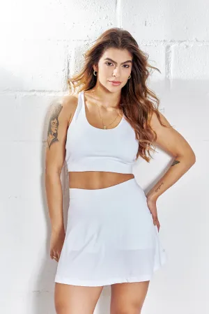 Flow Motion Flared Skort with Built-In Shorts and High Waist Design