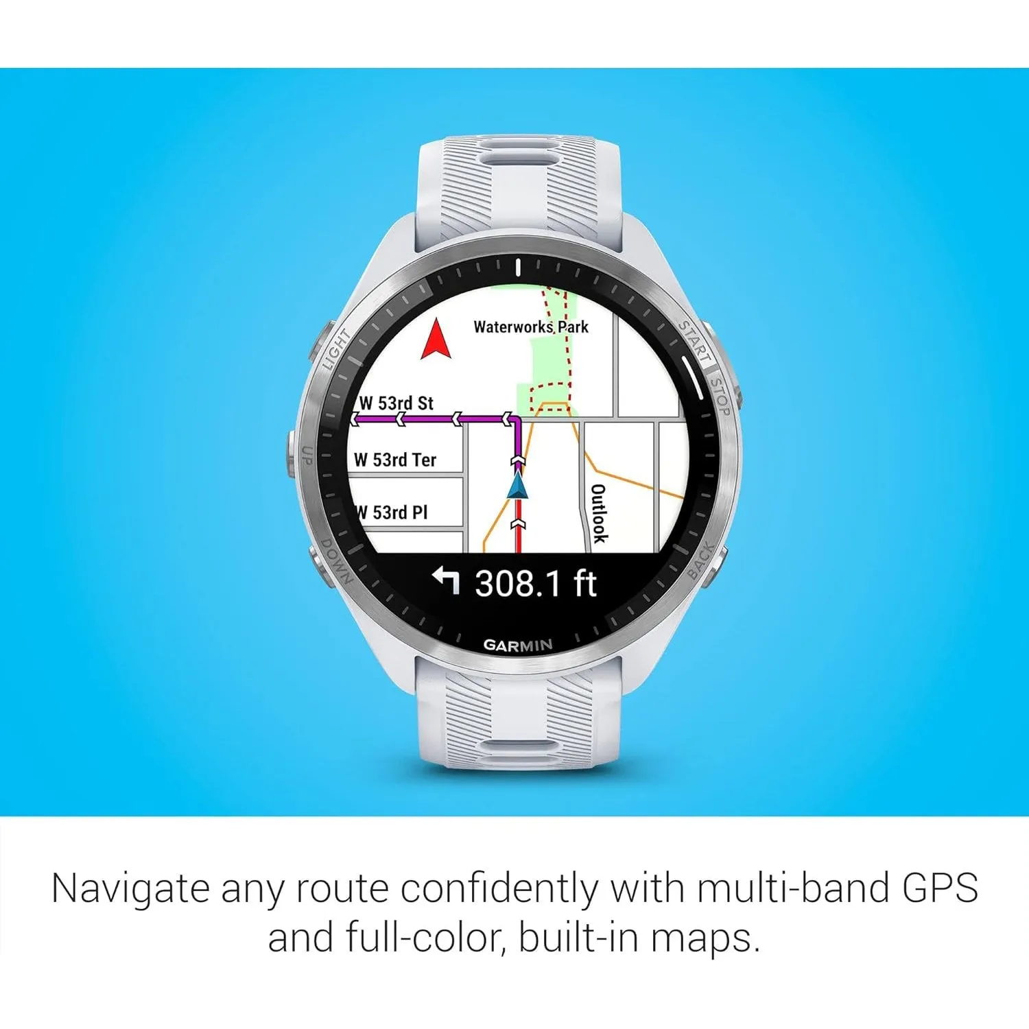 Garmin Forerunner 965 Running Smartwatch, Whitestone and Powder Gray