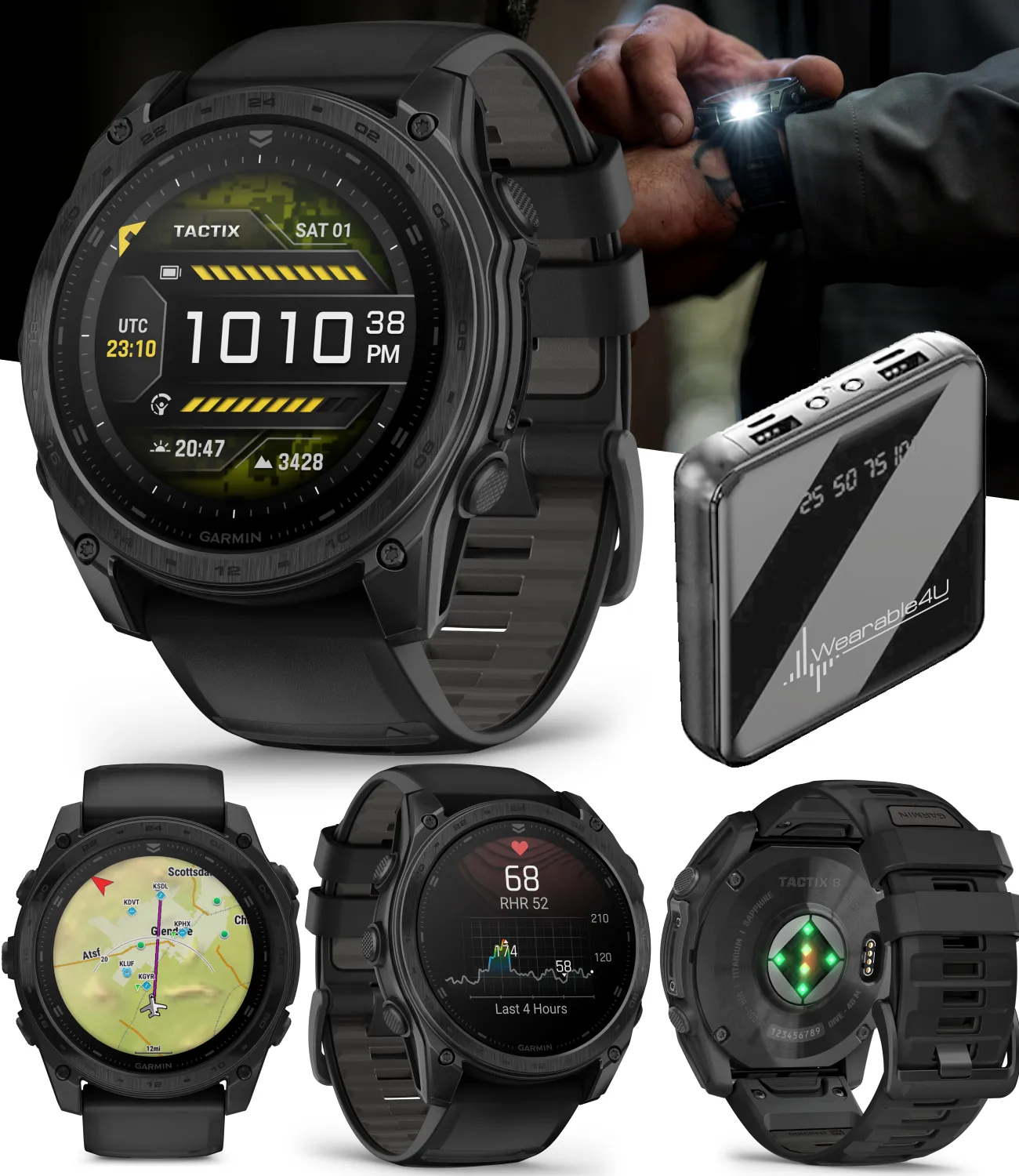 Garmin Tactix 8 Series 47mm/51mm, AMOLED/Solar Charged Display, Premium Tactical GPS Smartwatch, Includes Applied Ballistics Ultralight (Elite) Solver | Wearable4U Bundle