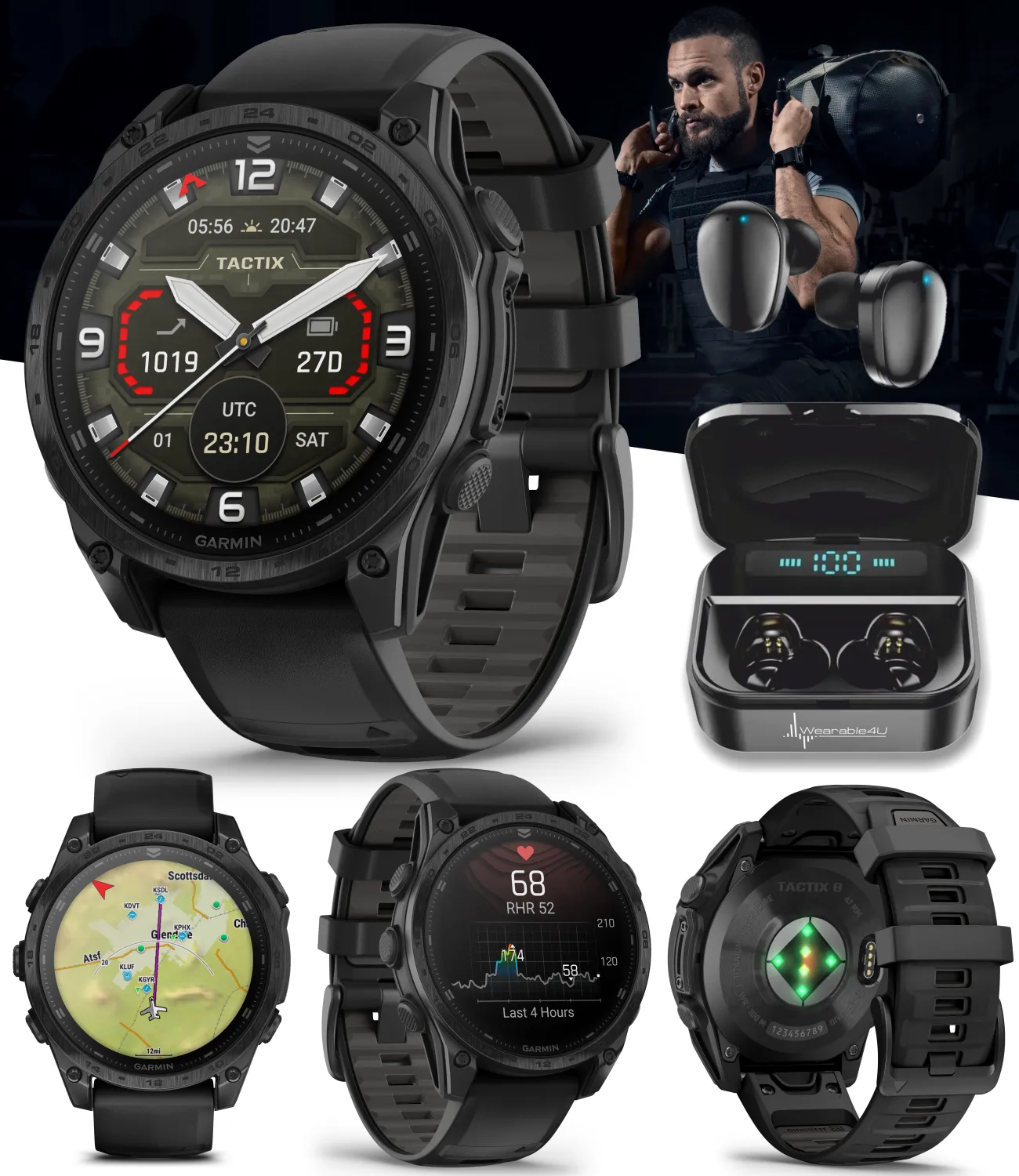 Garmin Tactix 8 Series 47mm/51mm, AMOLED/Solar Charged Display, Premium Tactical GPS Smartwatch, Includes Applied Ballistics Ultralight (Elite) Solver | Wearable4U Bundle