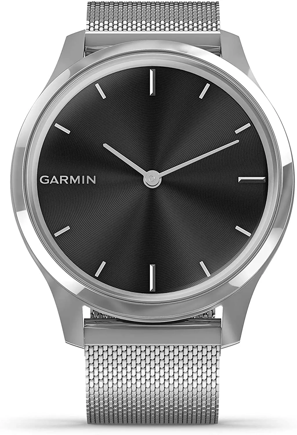 Garmin Vivomove 3 Luxe, Hybrid Smartwatch with Included Wearable4U Ultimate White Earbuds with Charging PowerBank Case Bundle (Silver/Black, Milanese)